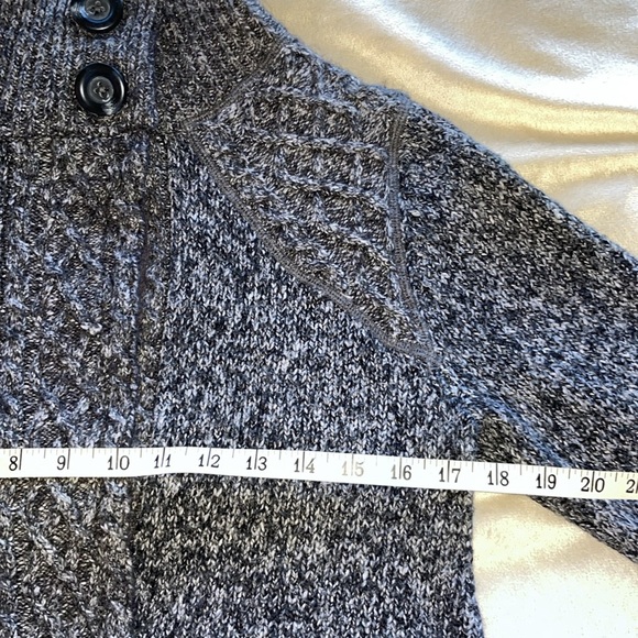 PrAna Angelica Charcoal Gray Long Cardigan Sweater Contrast Wool Mohair Trim LRG - Picture 12 of 16